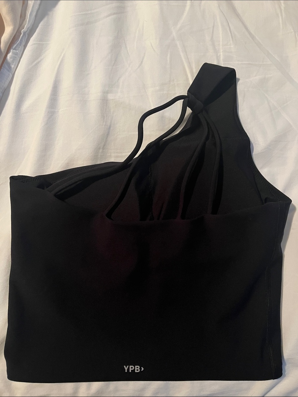 Black One-Shoulder Workout Top